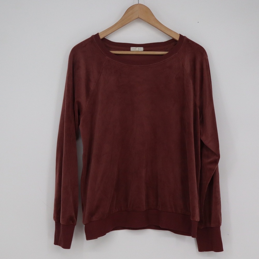 Mason & Belle Burgundy Velvet Feel Raglan Sweatshirt Womens Large